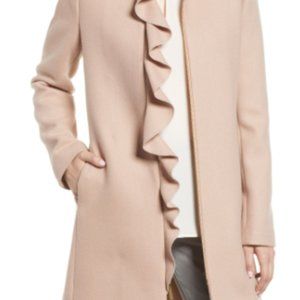 Kensie Ruffle Twill Coat